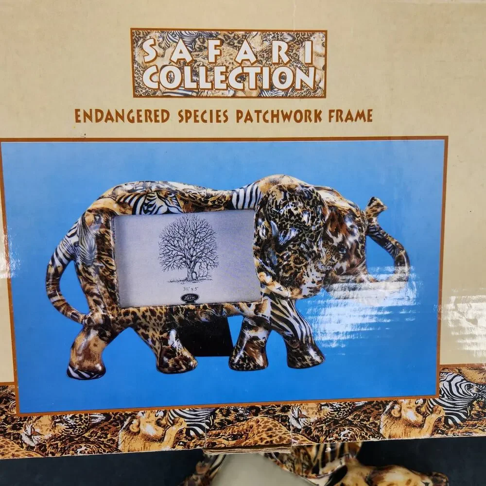 La Vie Safari Collection Elephant Picture Frame Animal Patchwork Print Decor